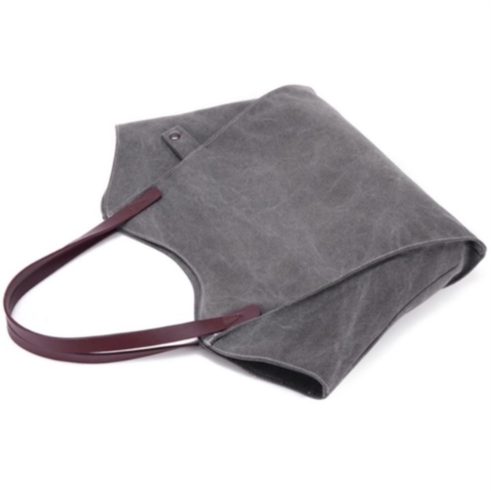 Charcoal Zipper Canvas Minimalist Tote Bag - Picture 4 of 8